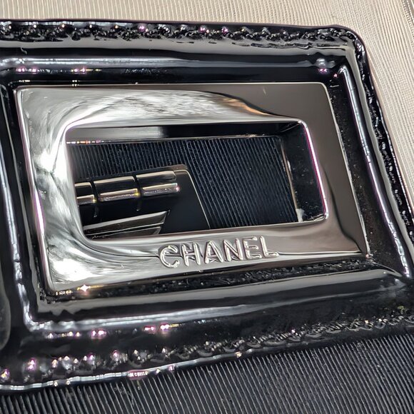 Chanel Black and White Striped Fabric Shopping Tote - Picture 10 of 16